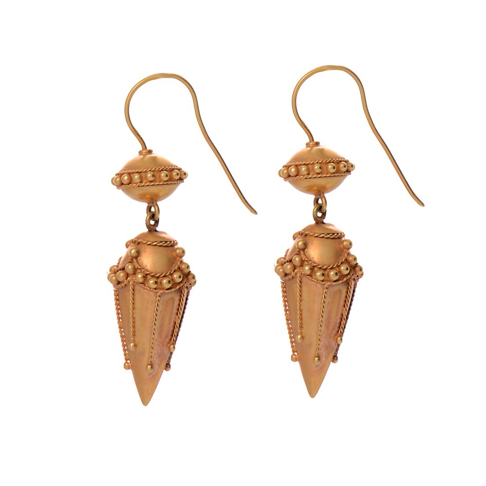 18 Ayar Altın Art Deco Küpe