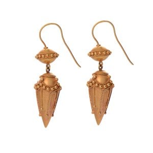 18 Ayar Altın Art Deco Küpe
