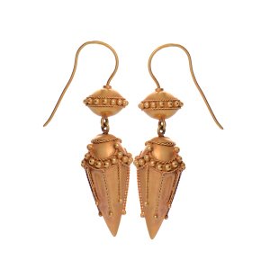 18 Ayar Altın Art Deco Küpe