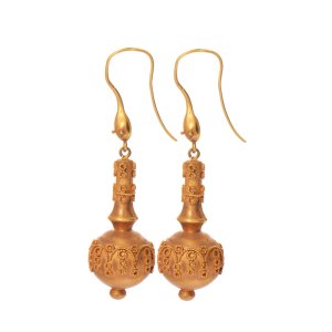 18 Ayar Altın Art Deco Küpe