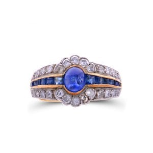 Elmas Art Deco Safir Yüzük
