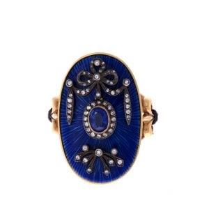 Elmas Art Deco Safir Yüzük