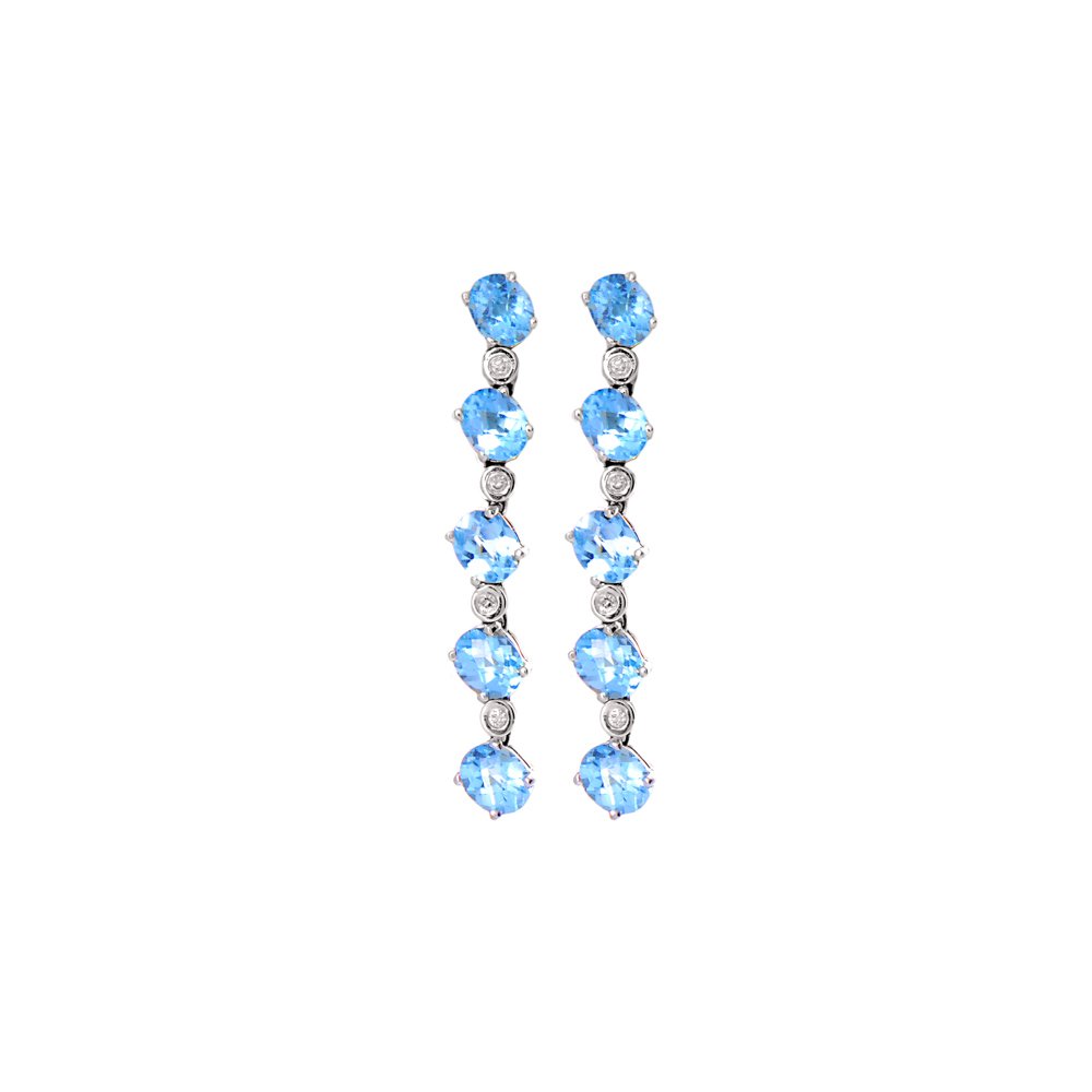 0,60 Karat Pırlanta Aquamarine Su Yolu Küpe