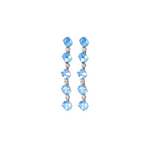 0,60 Karat Pırlanta Aquamarine Su Yolu Küpe