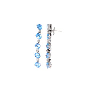 0,60 Karat Pırlanta Aquamarine Su Yolu Küpe