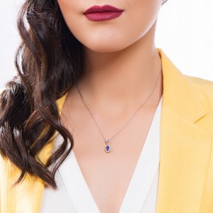 0,20 Karat Pırlanta Tanzanit Kolye
