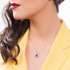 0,15 Karat Pırlanta Tanzanit Kolye