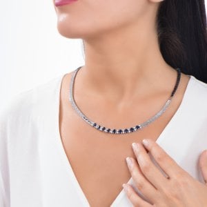 0,50 Karat Pırlanta Safir Gerdanlık