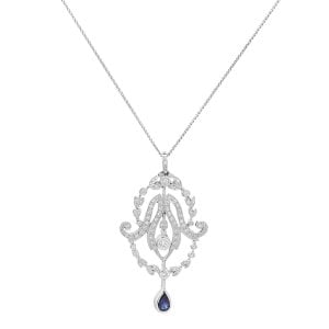 1,15 Karat Pırlanta Safir Fantezi Kolye
