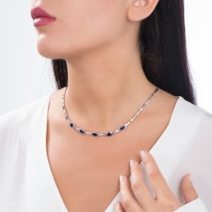 0,45 Karat Pırlanta Safir Gerdanlık