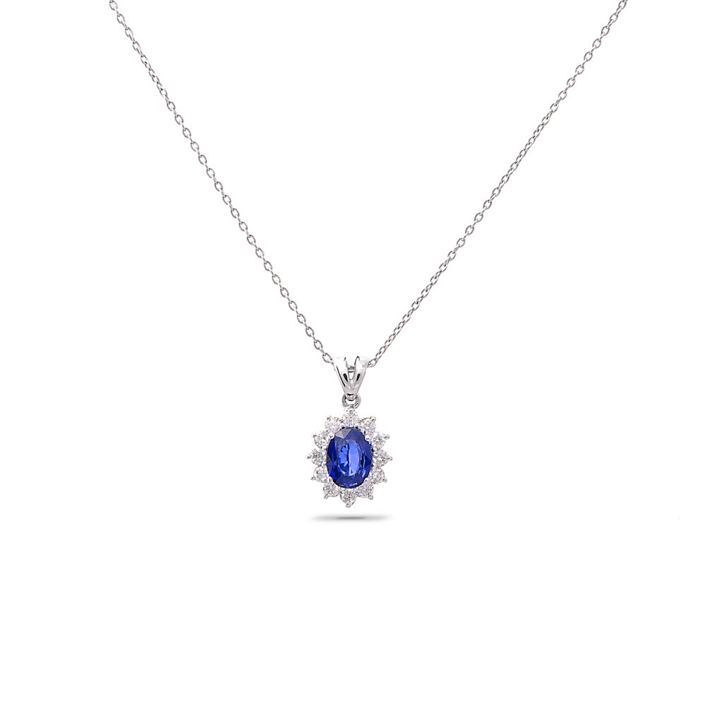 0,50 Karat Pırlanta Safir Kolye