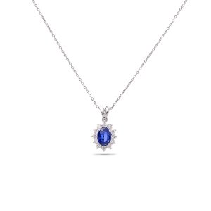 0,50 Karat Pırlanta Safir Kolye
