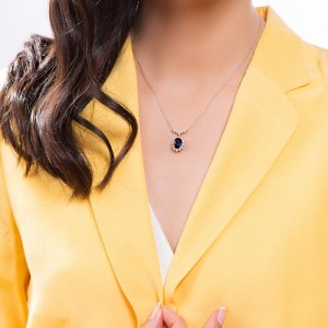 0,50 Karat Pırlanta Safir Kolye