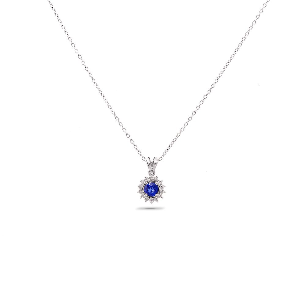 0,20 Karat Pırlanta Safir Kolye