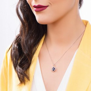 0,40 Karat Pırlanta Safir Kolye