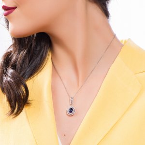 0,75 Karat Pırlanta Safir Kolye