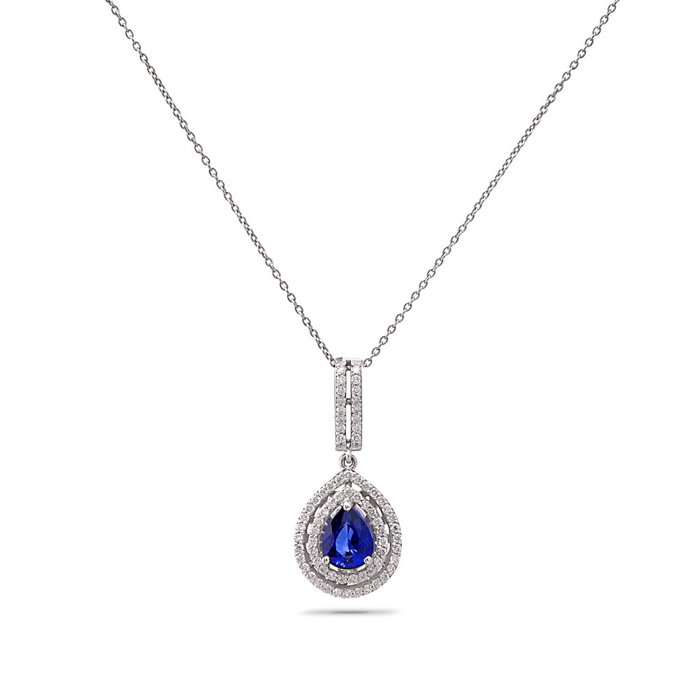 0,75 Karat Pırlanta Safir Kolye