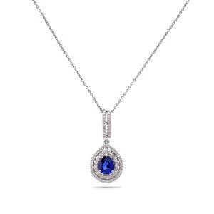 0,75 Karat Pırlanta Safir Kolye