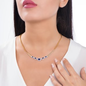 0,90 Karat Pırlanta Safir Gerdanlık