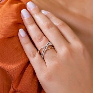 0,65 Karat Pırlanta Fantezi 2 Renk Yüzük