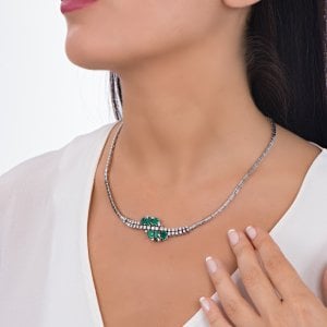 1,50 Karat Pırlanta Zümrüt Gerdanlık