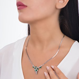 1,20 Karat Pırlanta Zümrüt Kolye