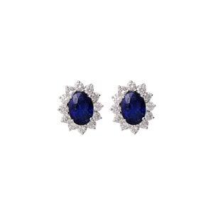 1,00 Karat Pırlanta Safir Küpe