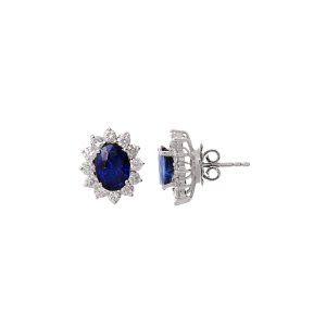 1,00 Karat Pırlanta Safir Küpe