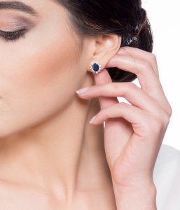 1,00 Karat Pırlanta Safir Küpe