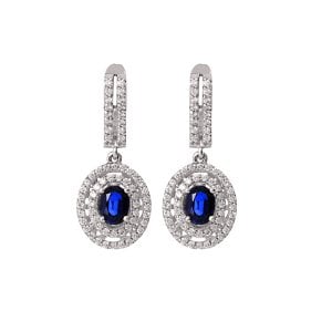 0,80 Karat Pırlanta Safir Küpe