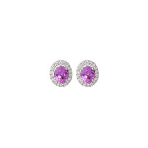 0,30 Karat Pırlanta Pembe Safir Küpe