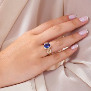0,55 Karat Pırlanta Tanzanit Yüzük
