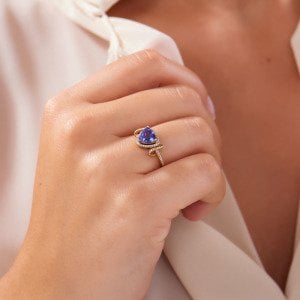 0,17 Karat Pırlanta Tanzanit Yüzük