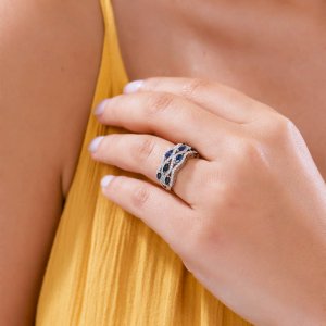 0,58 Karat Pırlanta Safir Yüzük