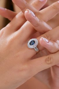 1,95 Karat Pırlanta Safir Yüzük