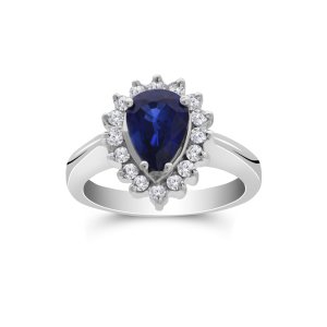0,35 Karat Pırlanta Safir Yüzük