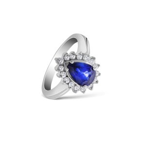 0,35 Karat Pırlanta Safir Yüzük