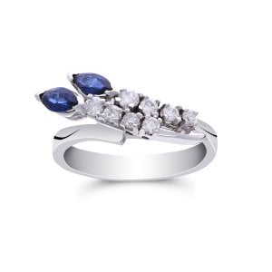 0,35 Karat Pırlanta Safir Yüzük