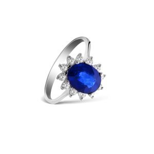 0,65 Karat Pırlanta Safir Yüzük