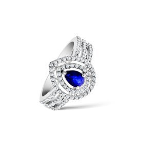 0,75 Karat Pırlanta Safir Yüzük