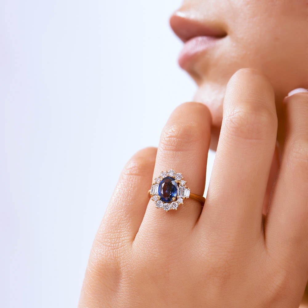 1,70 Karat Pırlanta Safir Yüzük