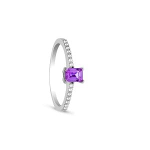 0,11 Karat Pırlanta Pembe Safir Yüzük