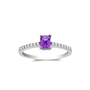 0,11 Karat Pırlanta Pembe Safir Yüzük