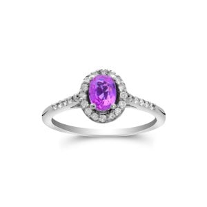 0,20 Karat Pırlanta Pembe Safir Yüzük