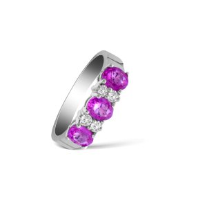 0,18 Karat Pırlanta Pembe Safir Trio Yüzük