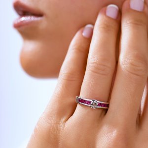 0,25 Karat Pırlanta Yakut Yüzük