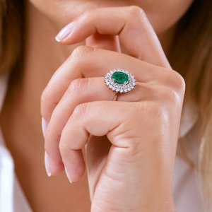 0,93 Karat Pırlanta Zümrüt Yüzük